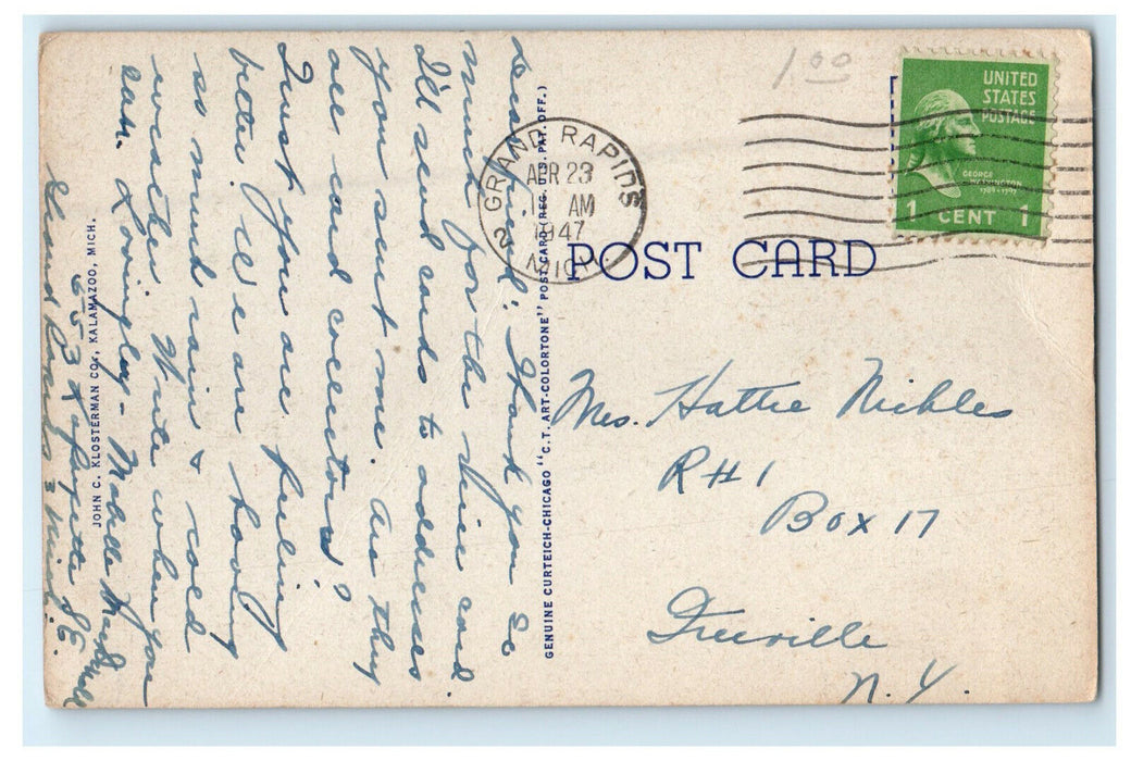 1947 Walwood Hall, Union Building, Western Michigan College MI Posted Postcard