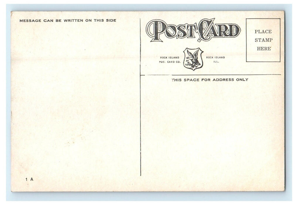 c1910's Post Office American Flag Rock Island Illinois IL Antique Postcard