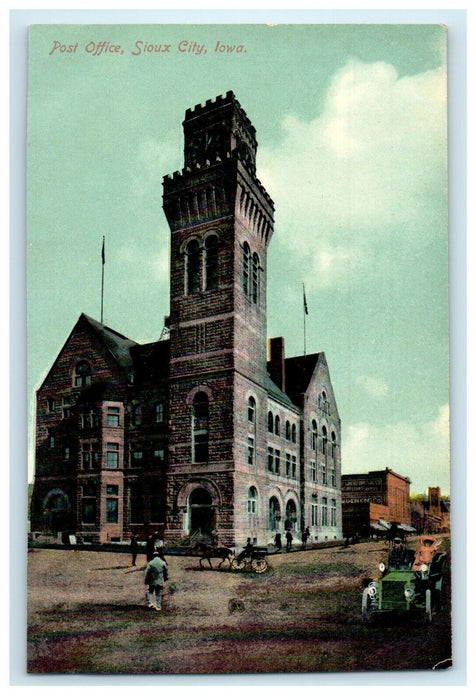 c1910's Post Office Street View Sioux City Iowa IA Unposted Antique Postcard