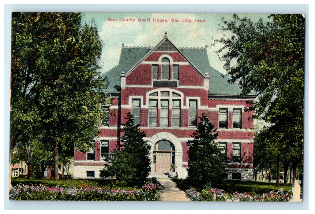 c1910s Sac County Court House, Sac City, Iowa IA Antique Unposted Postcard