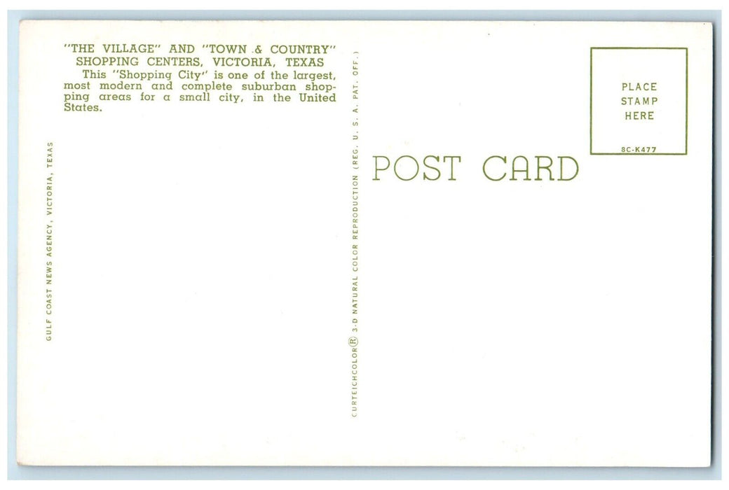 The Village And Town & Country Shopping Centers Victoria Texas TX Postcard
