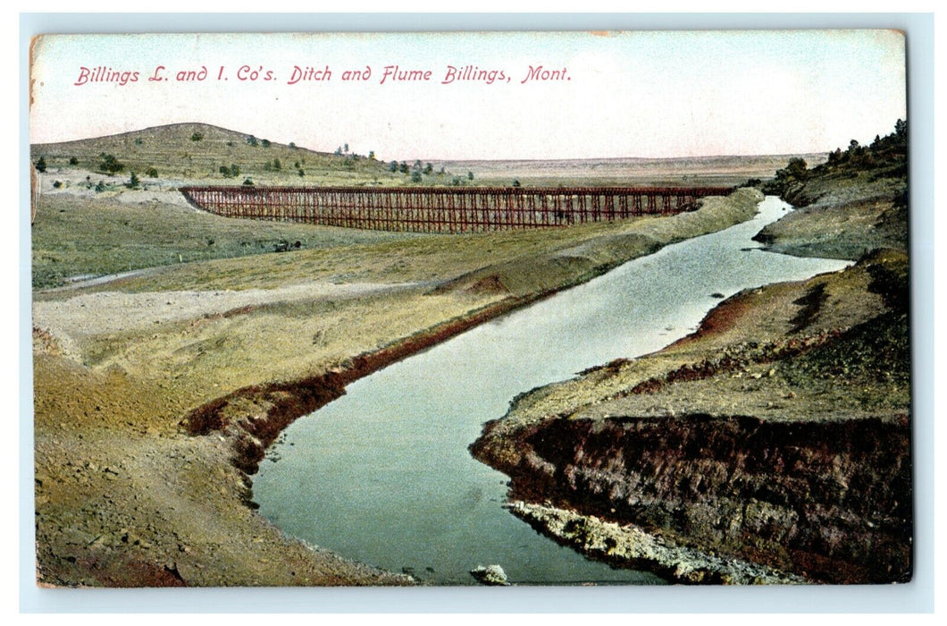 1909 Billings L and I Co. Ditch Flume Montana MT R.P.O. Lincoln Postcard