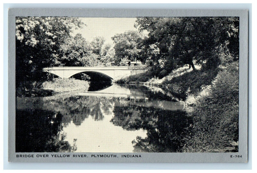 View Of Bridge Over Yellow River Plymouth Indiana IN Unposted Vintage Postcard
