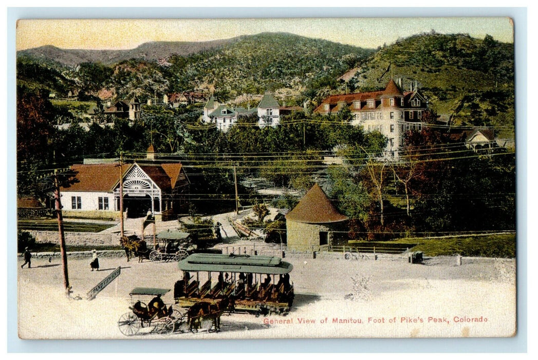 c1905 General View Of Manitou Foot Of Pike's Peak Colorado CO Antique Postcard