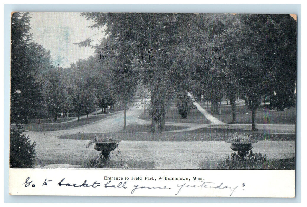 1906 Entrance to Field Park, Williamstown Massachusetts MA PMC Postcard