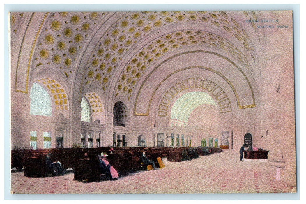c1910s Union Station, Waiting Room Washington DC Unposted Antique Postcard