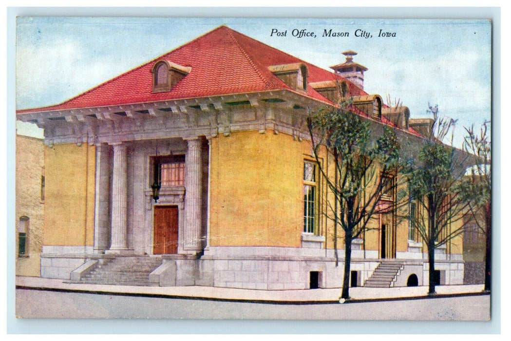 c1910's Post Office Street View Mason City Iowa IA Unposted Antique Postcard