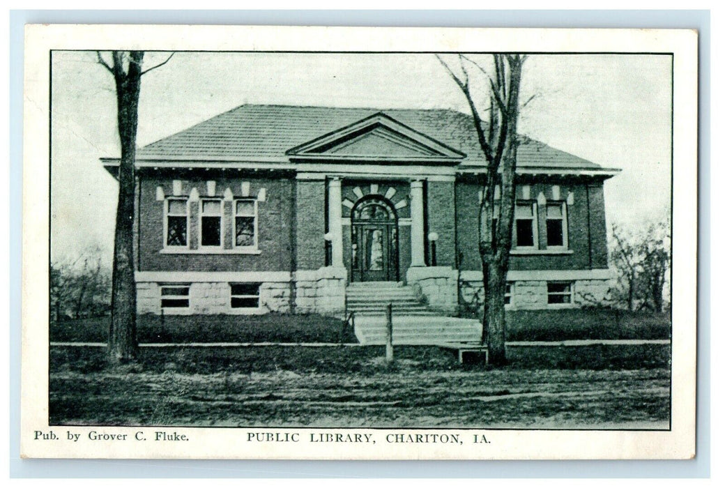 c1910's View Of Public Library Chariton Iowa IA Unposted Antique Postcard