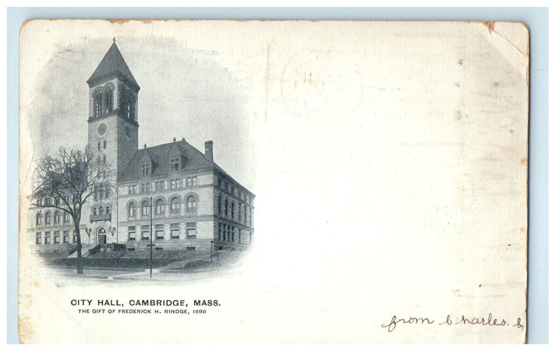 1907 Gift of Frederick Rindge City Hall Cambridge Massachusetts MA Postcard