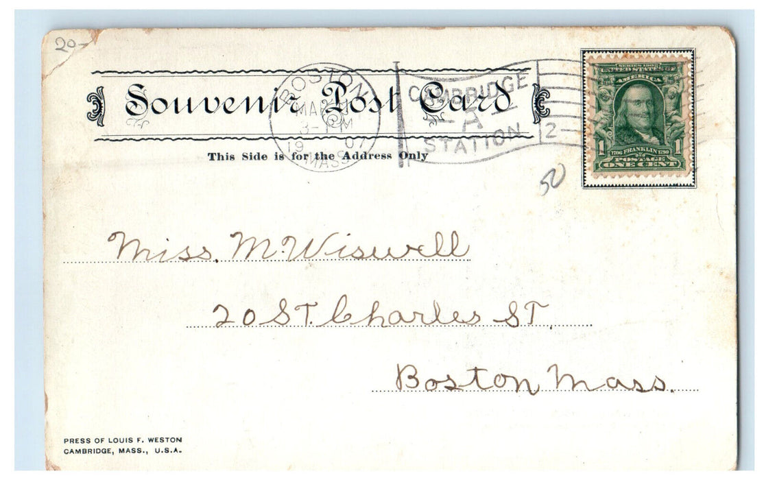 1907 Gift of Frederick Rindge City Hall Cambridge Massachusetts MA Postcard