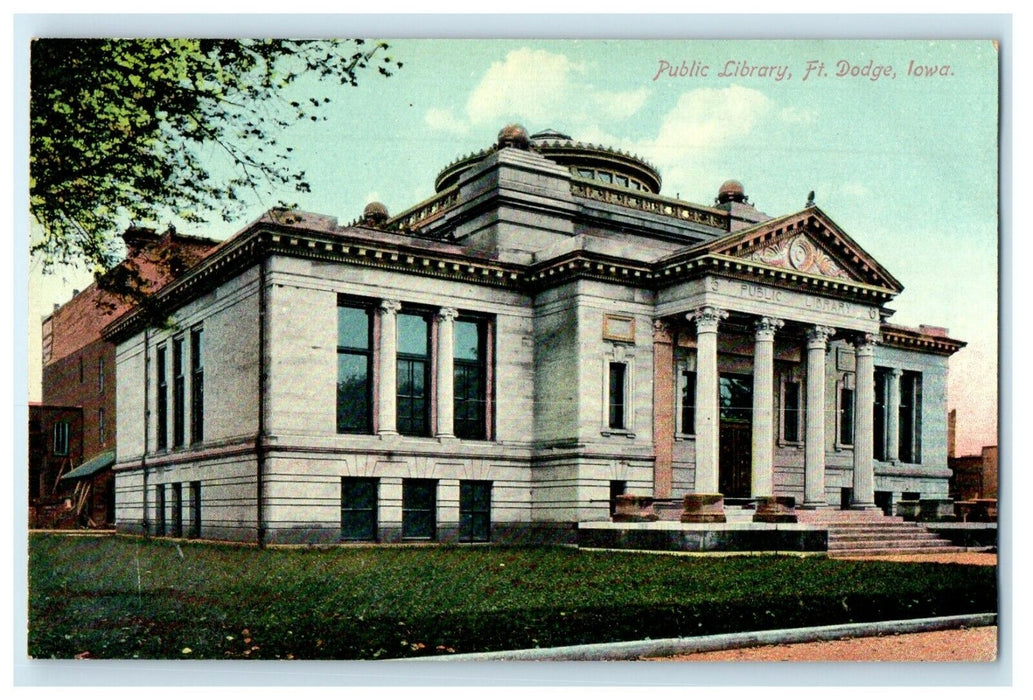 c1910's Public Library Street View Ft. Dodge Iowa IA Unposted Antique Postcard