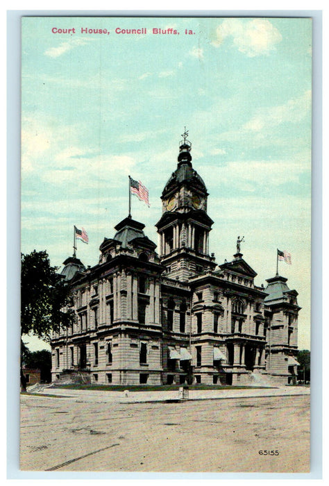 c1910s Court House, Council Bluffs, Iowa IA Antique Unposted Postcard