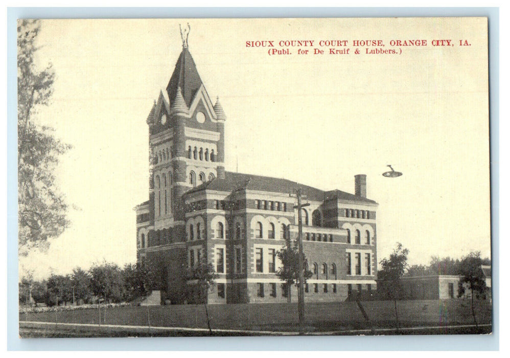 c1910s Sioux County Court House, Orange City, Iowa IA Unposted Postcard