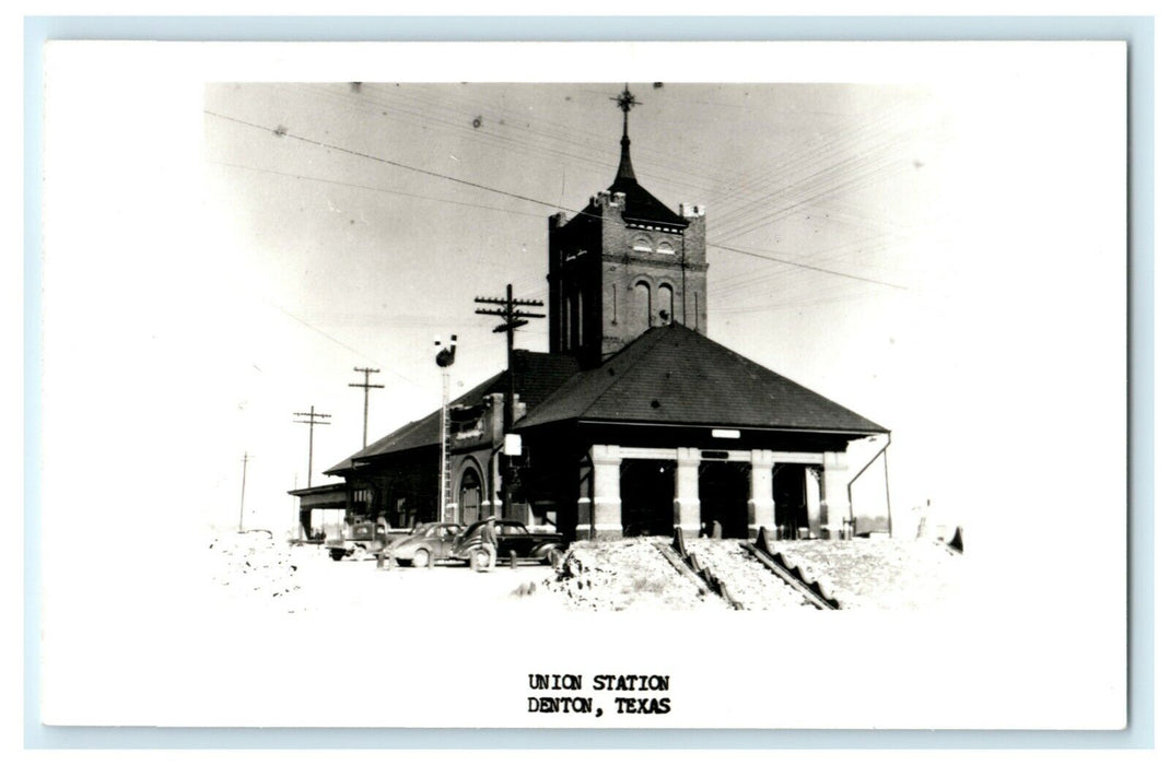 c1940's Union Station Depot Denton Texas TX Vintage RPPC Photo Postcard