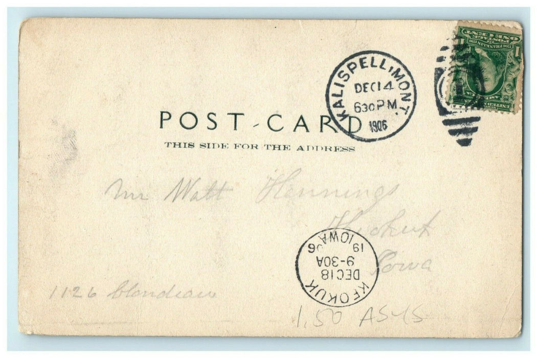 1906 40 Acre Orchard Kalispell Montana MT Keokuk Iowa Posted Antique Postcard