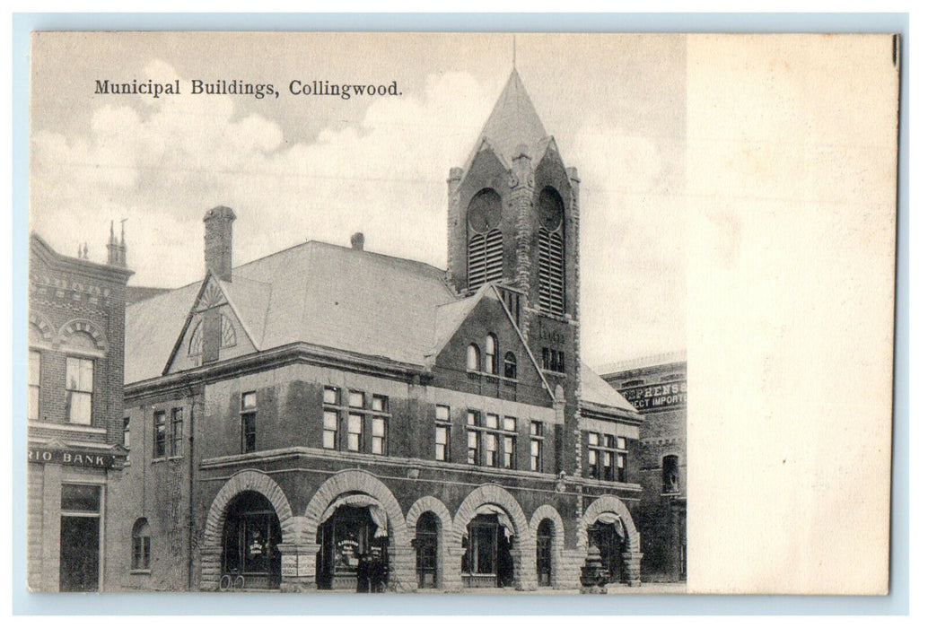 c1910s Municipal Building, Collingwood Ontario Canada Unposted Postcard
