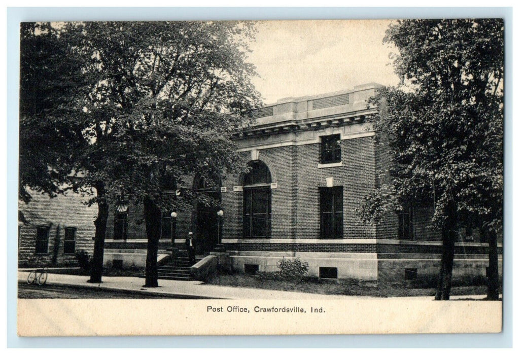 c1910's Post Office Crawfordsville Indiana IN Unposted Antique Postcard