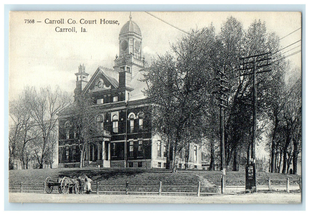 c1910s Carroll Co Court House, Carroll, Iowa IA Antique Unposted Postcard