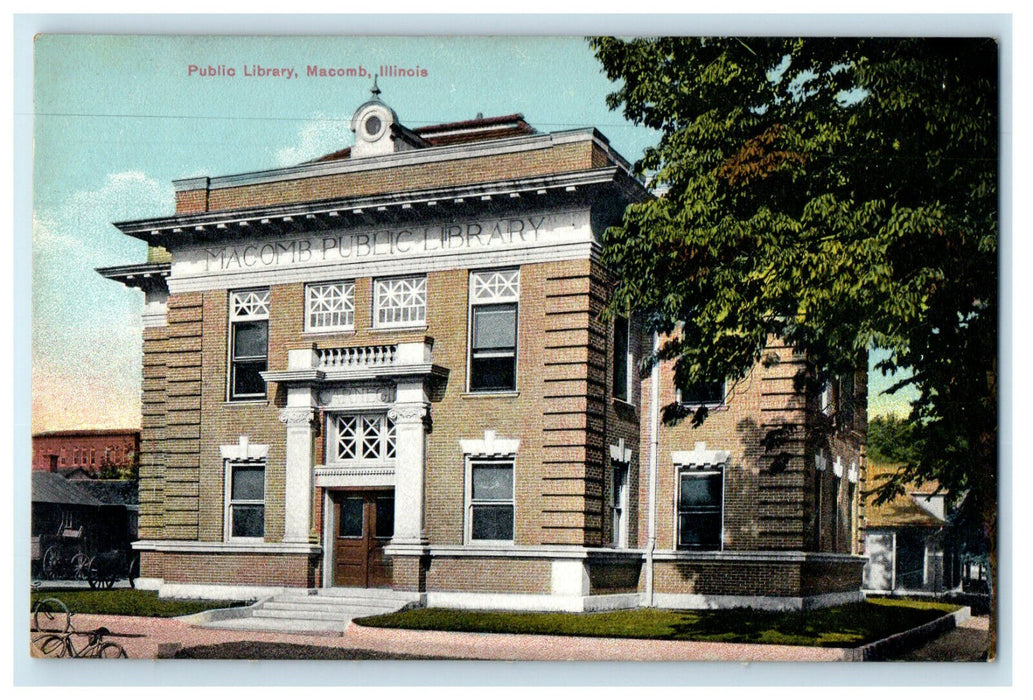 c1910 Public Library Macomb Illinois IL Antique Unposted Postcard