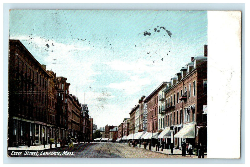 c1905 Scene at Essex Street, Lawrence, Massachusetts MA Antique Postcard
