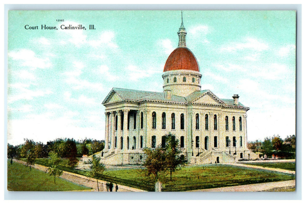 c1910s Court House, Carlinville, Illinois IL Antique Unposted Postcard