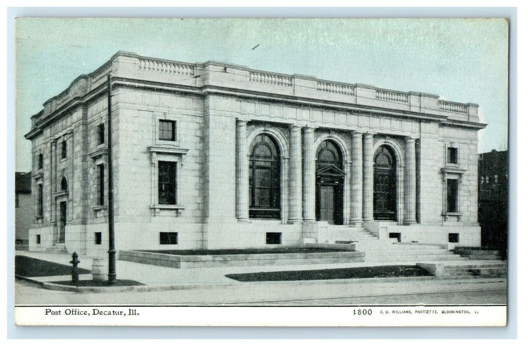 c1910's Post Office Street View Decatur Illinois IL Unposted Antique Postcard