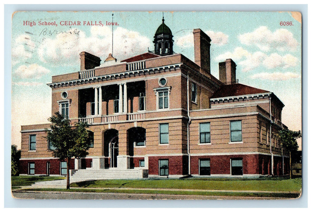 1909 High School Building Cedar Falls, Iowa IA Posted Antique Postcard