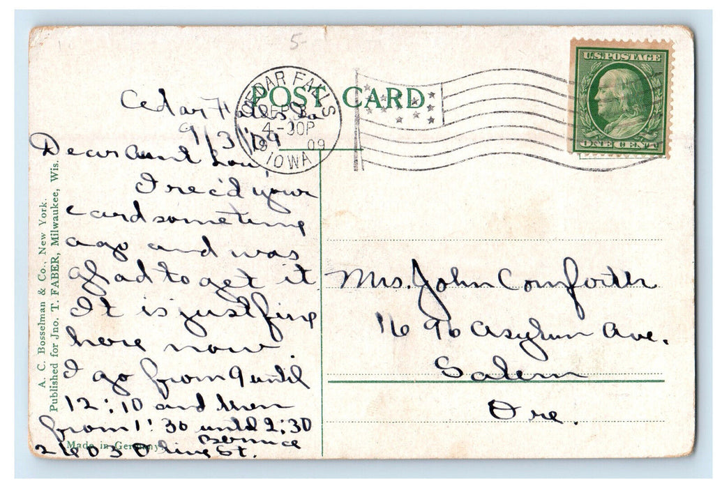 1909 High School Building Cedar Falls, Iowa IA Posted Antique Postcard