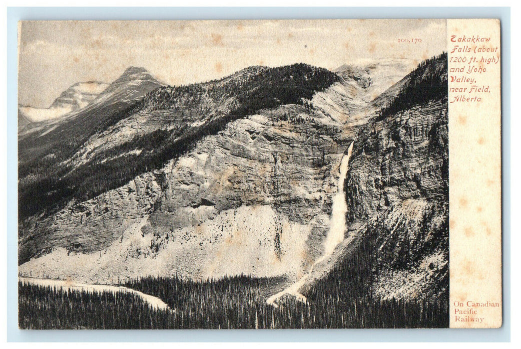 c1910 Takakkaw Falls & Yoho Valley Near Field Alberta Canada CA Foreign Postcard