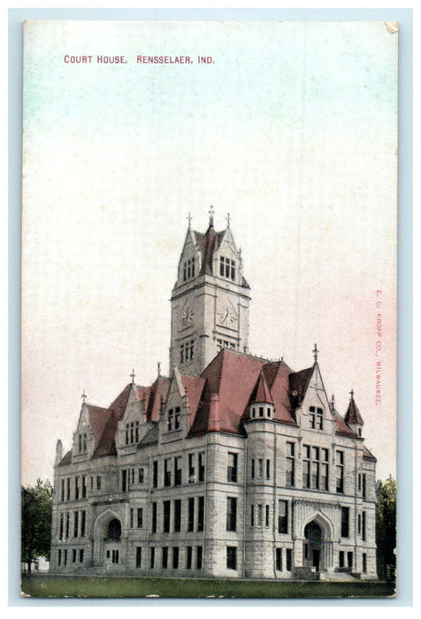 c1910s Court House, Rensselaer, Iowa IA Unposted Antique Postcard