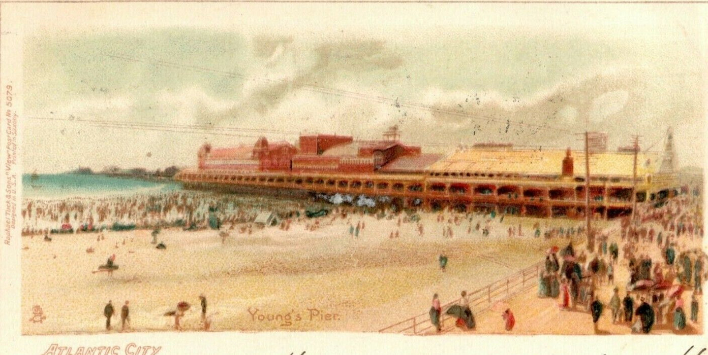 1904 Atlantic City Young's Pier Tuck & Sons New Jersey Posted Antique Postcard