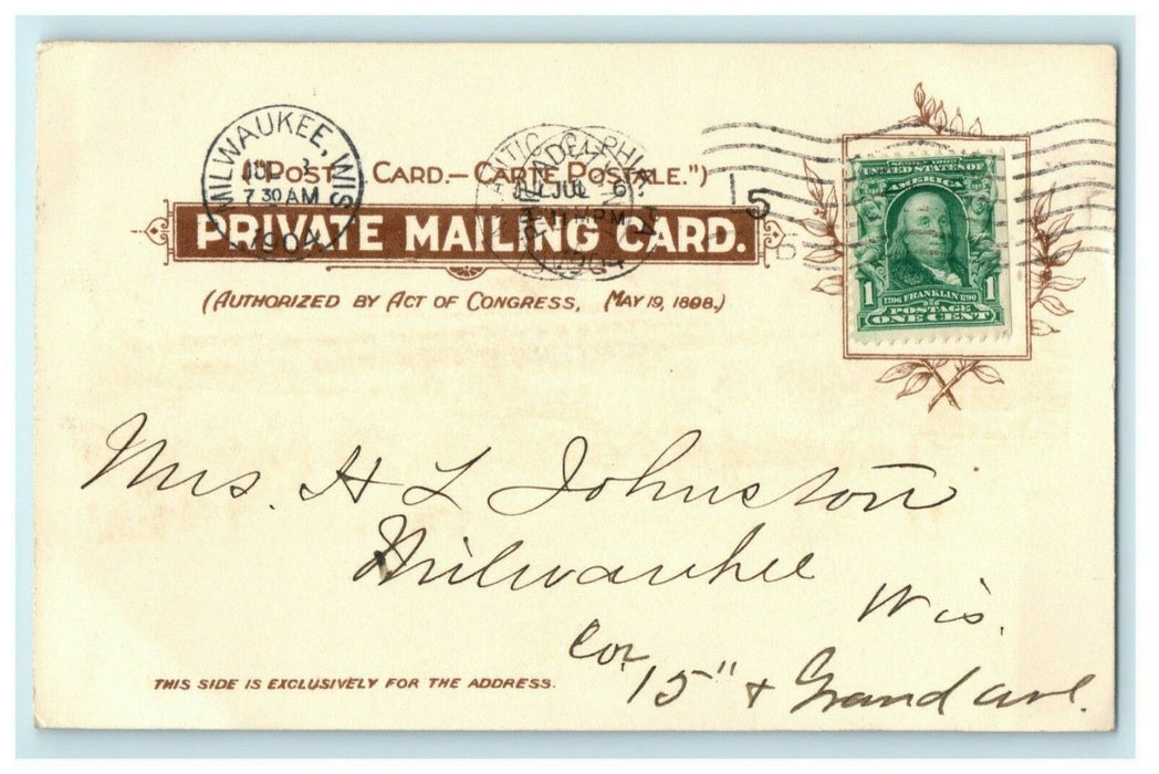 1904 Atlantic City Young's Pier Tuck & Sons New Jersey Posted Antique Postcard