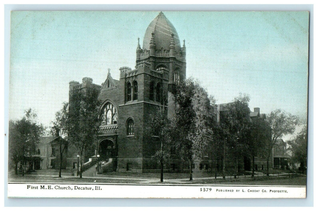 c1910's First M.E Church Decatur Illinois IL Unposted Antique Postcard