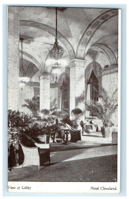 c1910's View Of Lobby Hotel Interior View Cleveland Ohio OH Antique Postcard