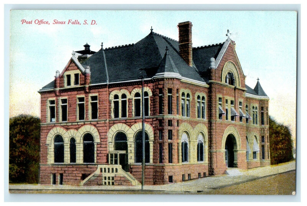 c1910's Post Office Sioux Falls South Dakota SD Unposted Antique Postcard