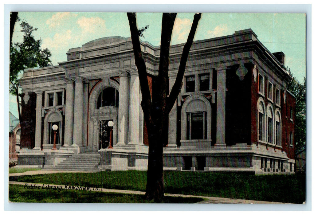 c1910 Public Library Kewanee Illinois IL Antique Unposted Postcard