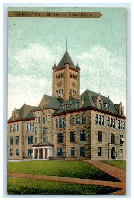 c1910s Mercer County Court House, Aledo Illinois IL Unposted Postcard
