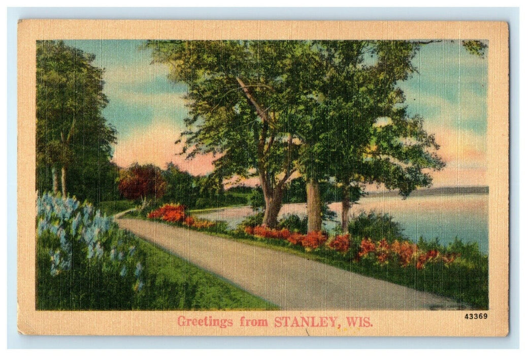 c1910's Greetings From Stanley Wisconsin WI Road Sea View Postcard