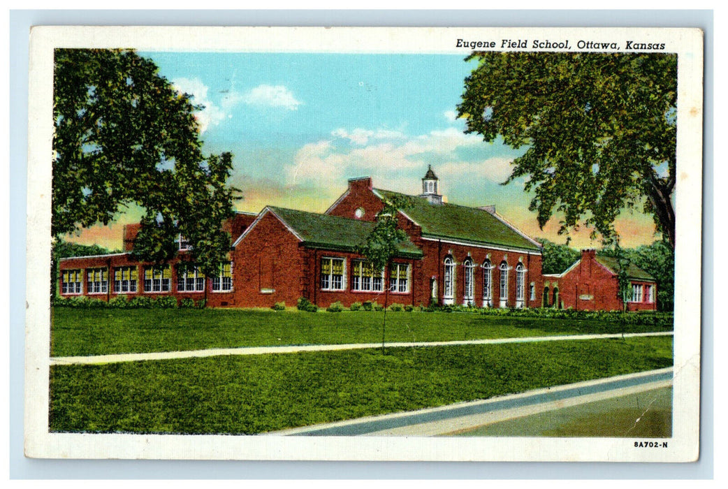1948 Eugene Field School, Ottawa Kansas KS Posted Vintage Postcard