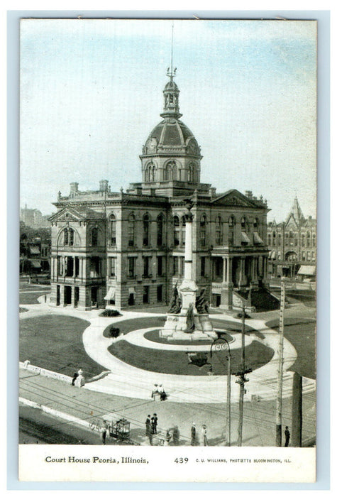 c1910s Court House, Peoria, Illinois IL Antique Unposted Postcard