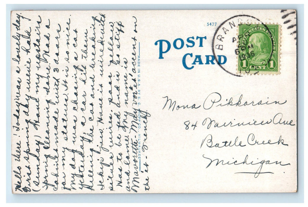 1936 Illinois Central Railroad Shops and Round House, Waterloo IA Postcard