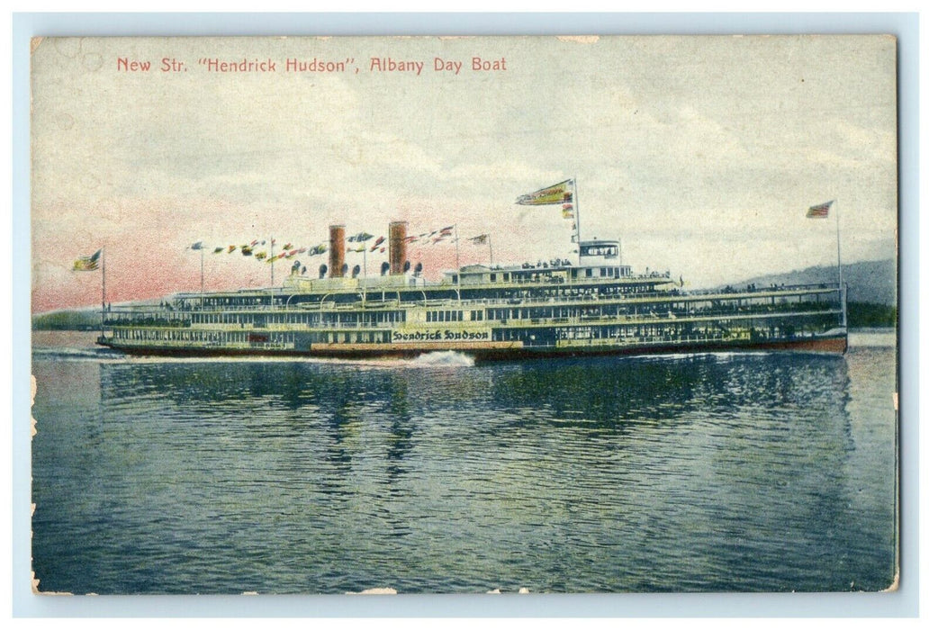 c1910's New Steamer Ship Hendrick Hudson Albany Day Boat New York NY Postcard