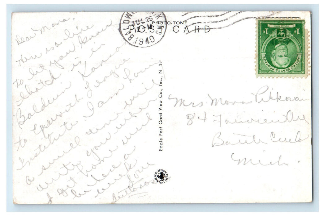 1940 The First Methodist church Baldwin City Kansas KS Posted Postcard