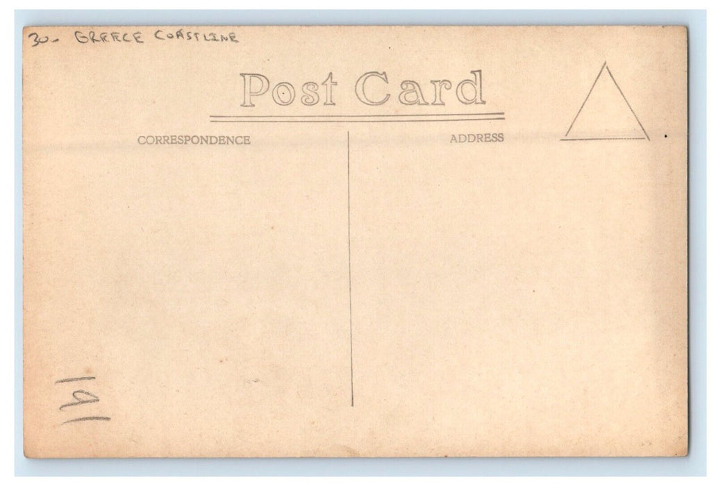 c1920's Coastline Boat View Rhodes Greece RPPC Photo Unposted Vintage Postcard
