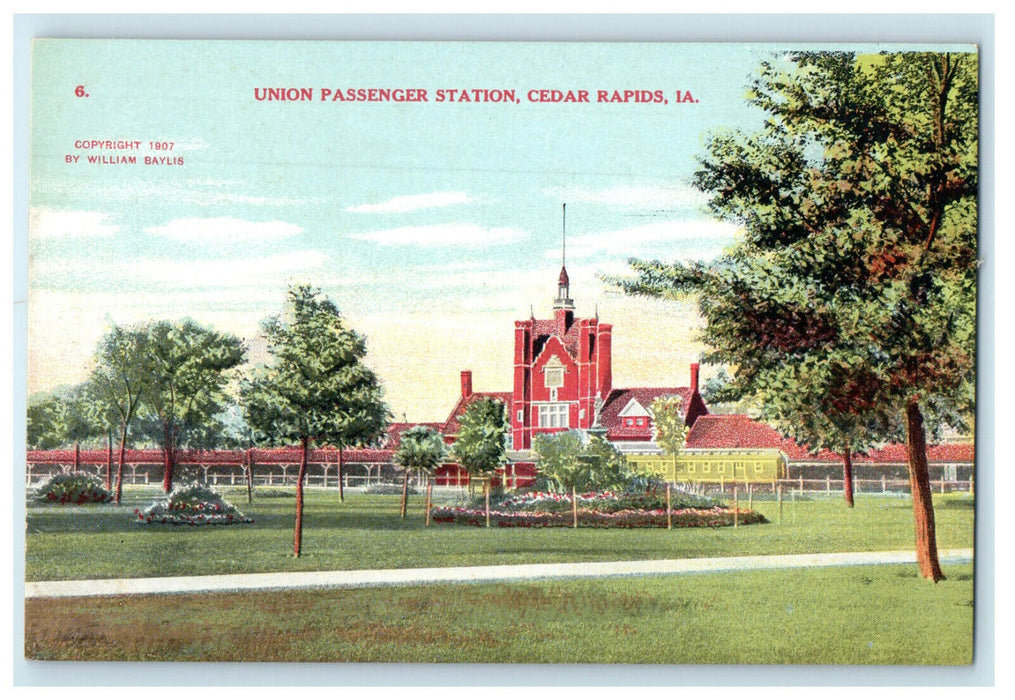 c1910s Union Passenger Station, Cedar Rapids Iowa IA Unposted Antique Postcard