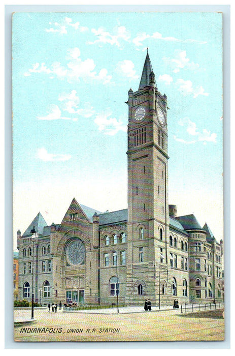 c1910s Union Railroad Station, Indianapolis Indiana Unposted Antique Postcard