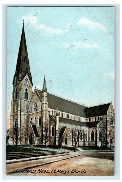 c1906 St. Mary's Church, Lawrence, Massachusetts MA Antique Postcard