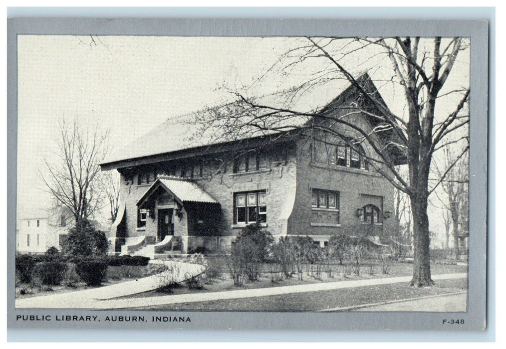 c1930's Public Library Building Auburn Indiana IN Unposted Vintage Postcard