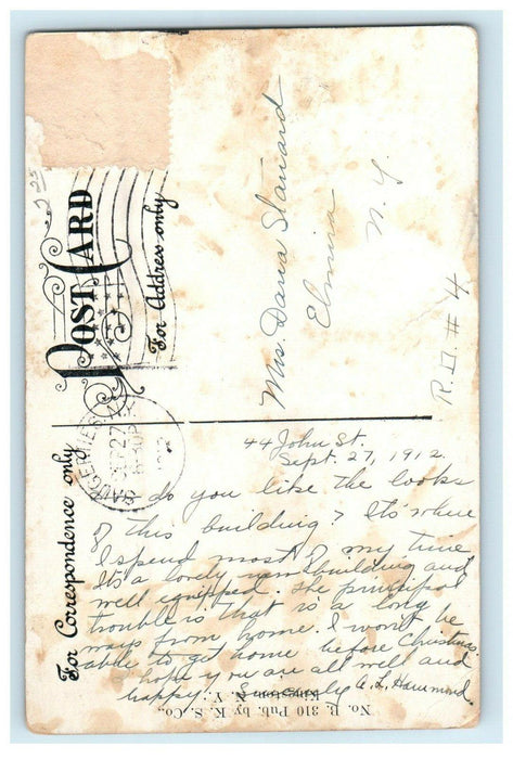 1912 Saugerties New York NY, High School Building Posted Antique Postcard