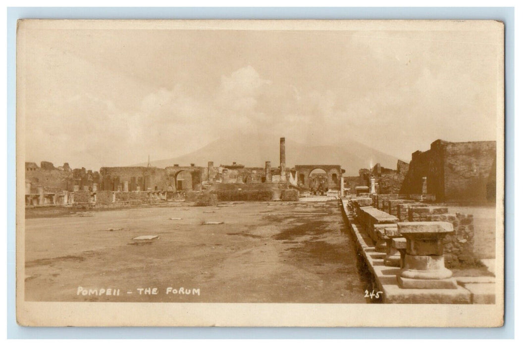 c1920's Pompeii Italy, The Forum RPPC Photo Unposted Vintage Postcard